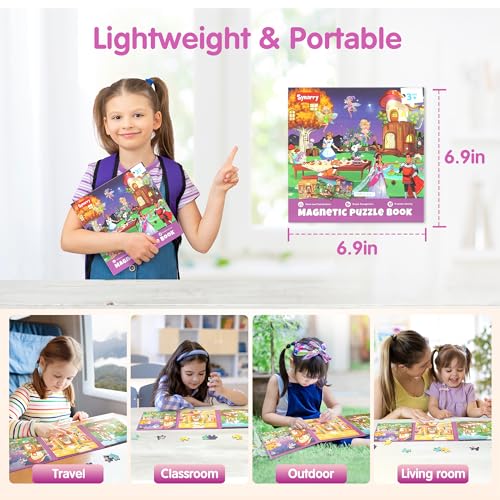 SYNARRY Princess Fairy Party Magnetic Puzzles for Toddlers 3-5 Girls, 36 Pieces Travel Puzzles for Kids Ages 4-6, Easter Basket Stuffers Gifts for Kids, Car Airplane Road Trip Activities Toy - style: Princess Fairy