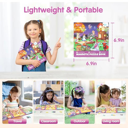 SYNARRY Princess Fairy Party Magnetic Puzzles for Toddlers 3-5 Girls, 36 Pieces Travel Puzzles for Kids Ages 4-6, Easter Basket Stuffers Gifts for Kids, Car Airplane Road Trip Activities Toy - style: Princess Fairy