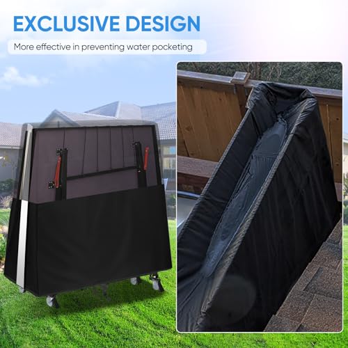 Ping Pong Table Cover Outdoor Waterproof,Table Tennis Cover Indoor & Outdoor Fits Universal 9x5 FT Tables Folding & Flat Tables with Paddles Organize Bag,600D Oxford Fabric