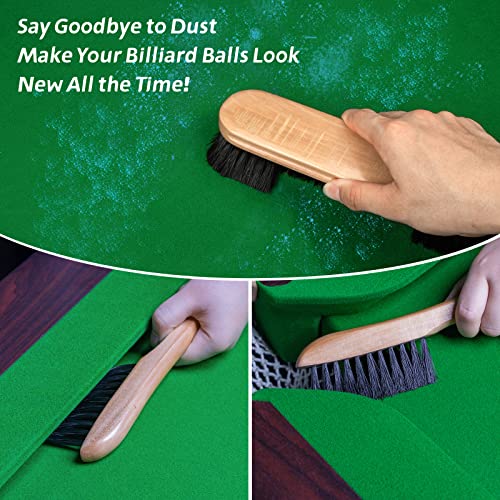 Adhafera Pool Table Brush Cleaner Kit, Brush Made of Pure Solid Wood and Nylon Bristle, Snooker Accessories for Snooker Table - color: Burlywood-3-tool
