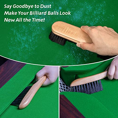 Adhafera Pool Table Brush Cleaner Kit, Brush Made of Pure Solid Wood and Nylon Bristle, Snooker Accessories for Snooker Table - color: Burlywood-3-tool