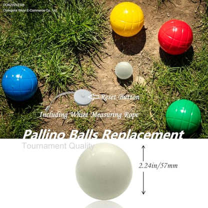 Pallino Ball Replacement for Bocce and Boule Game, Tournament Quality 2.24 In/57 mm White Bocce Pallino Ball Replacement - Including White Measuring Rope