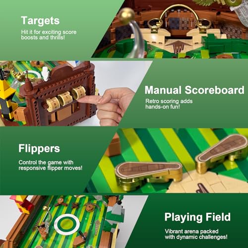 Harry Pinball Machine Building Sets for Adults, Motorized Arcade Board Game with LED Lights, Tabletop Gift Ideas for Movie Fans (2240pcs) - style: Harry Arcade Machine