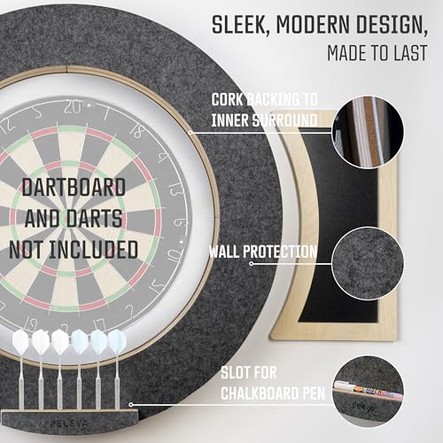 Dart Board Cabinet Set with LED Light; Bristle Dartboard, Built in LED Light, Darts and Chalkboards - color: Black (Cabinet Only)