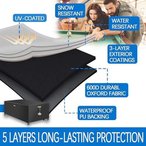 Waterproof Billiard Table Cover 6/6.5/7/7.5/8/8.5/9/10/12ft with Air Vents Handles Pool Table Covers Full Cover 600D Heavy-Duty Protection for Snooker Tables Covers,Silver,8FT(102"×53"×32") - color: Silver, size: 8FT(102"×53"×32")