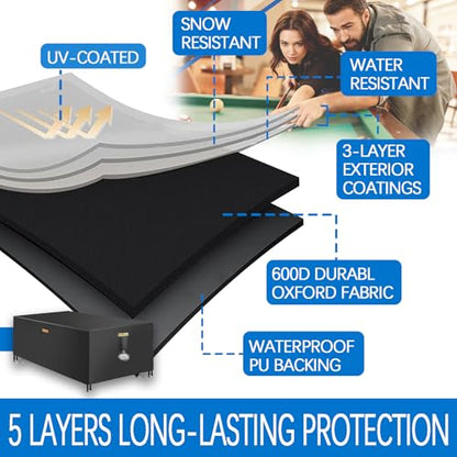 Waterproof Billiard Table Cover 6/6.5/7/7.5/8/8.5/9/10/12ft with Air Vents Handles Pool Table Covers Full Cover 600D Heavy-Duty Protection for Snooker Tables Covers,Black,7.5FT(96"×54"×32") - color: Black, size: 7.5FT(96"×54"×32")