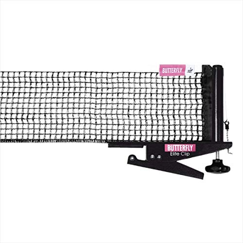 Butterfly Elite Table Tennis Table Clip Net Set – Replacement Net Set for Table Tennis Tables – Net Set Includes All The Necessary Parts to Replace an Old Net, Black (ELCLNS)