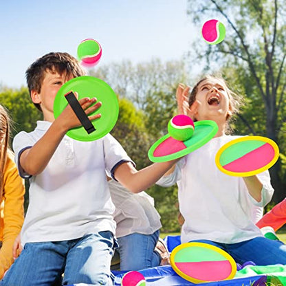 Hxezoc Toss and Catch Ball Set Catch Game Toys with 4 Paddles 6 Balls and 1 Storage Bag, Ball Sports Toys for Kids and Adults Family School Outdoor Games, Beach Playground Yard Games Supplies