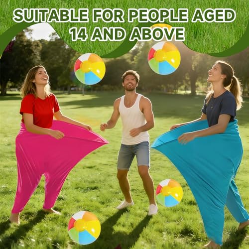 Granny Pants Yard Game, Granny Pants Outdoor Party Game Granny Pants Outdoor Game with Bouncy Balls and Pump Fun Family Reunion & Adult Yard Games for Groups - color: 2 Red+Blue