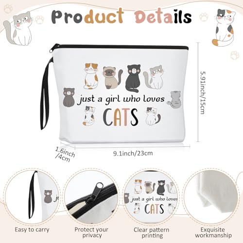 Sieral 2 Pcs Animal Lover Bag Gift for Women Travel Canvas Tote Portable Zipper Pouch Canvas Reusable Grocery Tote - style: Cat