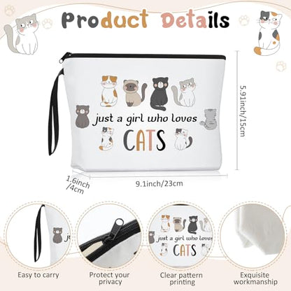 Sieral 2 Pcs Animal Lover Bag Gift for Women Travel Canvas Tote Portable Zipper Pouch Canvas Reusable Grocery Tote - style: Cat