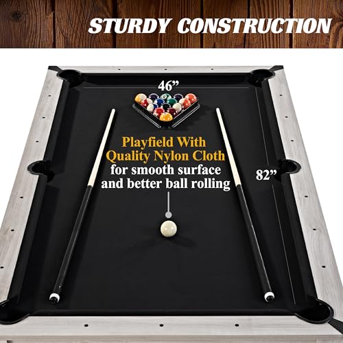 Barrington Billiards 7' Drop Pocket Pool Table 3-in-1 Combo Table, Dining Top, Table Tennis and Billiards with Accessories - style: 7 Ft. Monteray Gray
