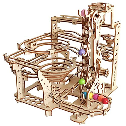 Wooden Marble Run 3D Puzzle - Wood Crafts Mechanical Marble Run Assembly Building Model Kits - Wooden Puzzle DIY Brain Teaser Puzzles - Christmas Birthday Gifts for Adults & Teens - style: Wooden Marble Run