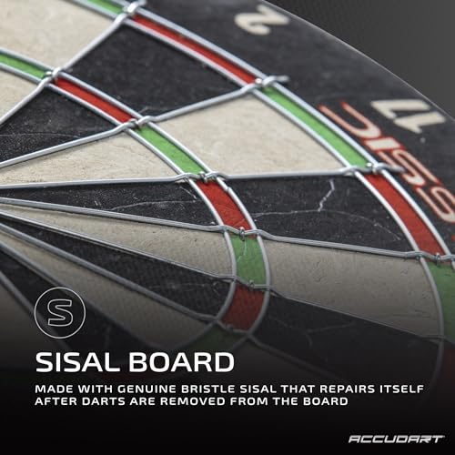 Accudart Classic Bristle Dartboard – Official 18” x 1.5” Sisal Board, Self‑Healing Fibers, Staple‑Free Bullseye, Reduced Bounce‑Outs – Ideal for Steel‑Tip Darts