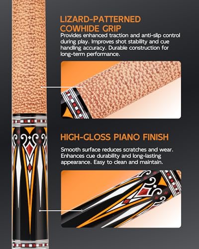 KONLLEN Carbon Fiber Pool Cue Stick 58-inch Professional Pool Sticks for Adults Full Carbon Technology Low Deflection Pool Cue Billiard Cues with 12.5mm Tip (Easy to Control, Pro Taper, Ultra-Smooth) - color: 013 yellow