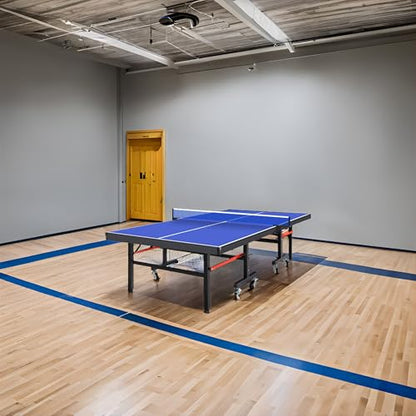 Pinklion Professional Ping Pong Table Set for Outdoor and Indoor, Foldable Table Tennis Table with Net, 2 Paddles, 3 Balls, Adjustable Feet, Easy Assembly, Blue
