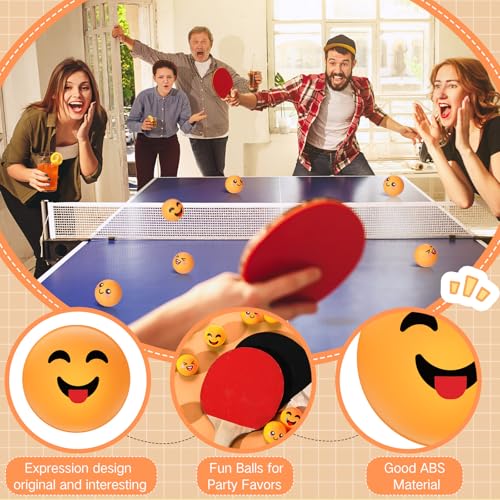 24 Pcs Novelty Table Tennis Balls 3 Special Emotion Face Cute Table Tennis Balls Accessories for All Golfers Birthday Fun Gift Game Art Pet - color: yellow