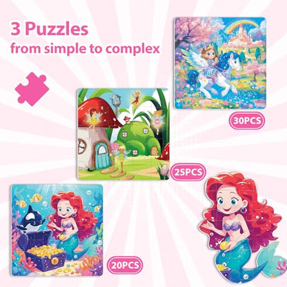 Little Princess Magnetic Puzzles for Toddlers 3-5 Girls, Mermaid Puzzles for Kids Ages 4-6 Todder Puzzle Car Airplane Road Trip Activities Magnet Games Toys for 3 4 5 6 Year Old Children Girls Gifts - style: Princess