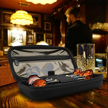 EVA Dart Case, Carrying Case for Steel Tip or Soft Tip Darts, Holds 6 Darts and Accessories, Dart Storage Organizer with Handle for Flights, Shafts