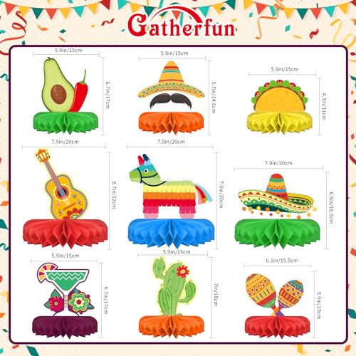 Fiesta Party Decorations - Authentic Mexican Themed Honeycomb Centerpiece for Cinco De Mayo, Taco Parties, Birthdays & Day of the Dead Celebrations - style: Fiesta