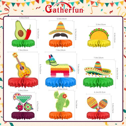 Fiesta Party Decorations - Authentic Mexican Themed Honeycomb Centerpiece for Cinco De Mayo, Taco Parties, Birthdays & Day of the Dead Celebrations - style: Fiesta