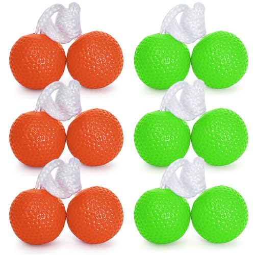 KH Ladderball Balls Set 6 Pack Replacement Balls Ladder Toss Game Balls Soft Golf Balls Safe for Kids - color: Orange,Lime Green