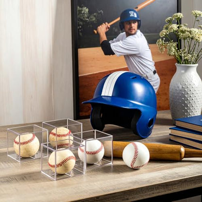 16 Pack UV Protected Acrylic Boxes for Display,Clear Display Case Baseball Cube Memorabilia Showcase Autograph Ball Protector