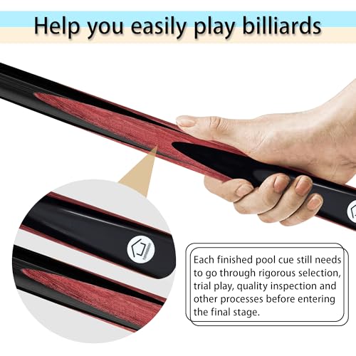 HomeSeason 57inch Snooker Cue Stick 18oz 3/4 Jointed Pool Cue, with Extension, Cue Case, Durable Ash Wood and Red Maple Construction Billiards Cue - color: HSS01