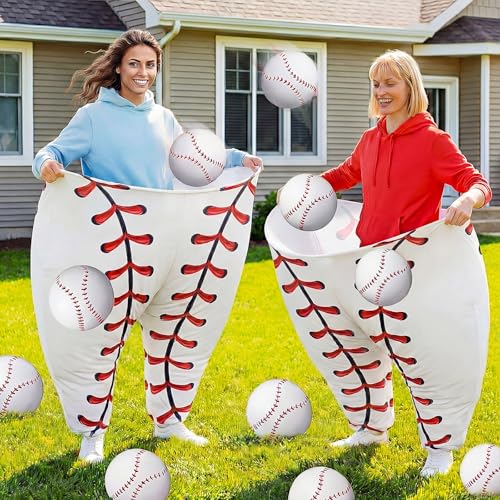 Shappy Granny Pants Yard Game, 2 Pcs 31.5 x 39.5 Inches Big Baseball Granny Pants with 8 8 Inch Bouncy Balls 2 Pump Giant Baseball Outdoor Game for Family Reunion Team Building Picnic Field Day - style: Baseball