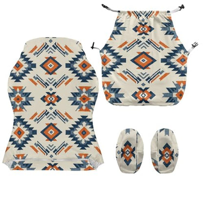 Suobstales Geometric Navajo Ethnic Tribe Pattern Gaming Chair Cover with Armrest Covers Waterproof Stretch Gaming Chair Seat Covers, Anti-Scratch Protection for Ergonomic Game Rotating Office Chair - color: Geometric Navajo Ethnic Tribe
