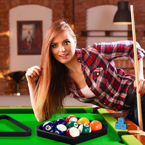 31 Pcs Pool Table Balls Billiard Accessory Kit with 16 Table Balls 1 Triangle Billiard Rack 1 Diamond Holder 12 Rack Cue Chalks 1 Brush for Friend Travel Office Desk Games Bartop - color: Black