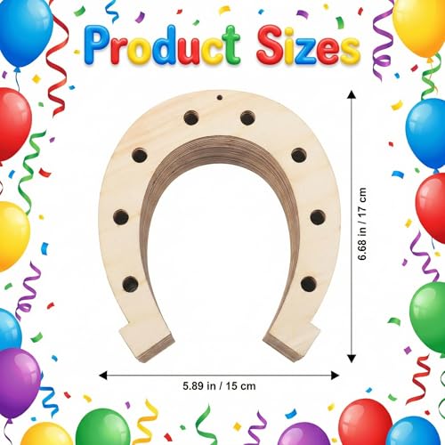 24pcs Unfinished Wooden Horseshoe for Crafts: 6X7 Inch Blank Graffiti Horseshoe Cutouts Scratch for Crafts Shaped Wood Slices for Christmas DIY Western Celebration Home Decoration