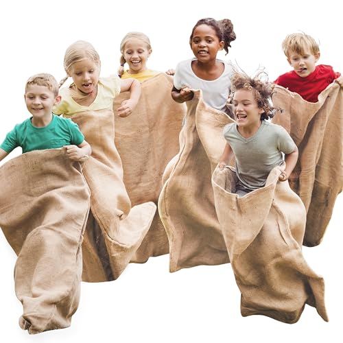 JOYIN 6 Pack Large Burlap Potato Sack Race Bags, 39" x 25" Potato Sacks Racing Bags for Kids & Adults,Outdoor Play, Family Reunion, Outdoor Picnic Party, Outside Yard Lawn Easter Games Carnival