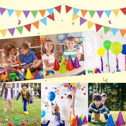 Ring Toss Games Carnival Outdoor Yard Games for Kids,Soft Plastic Cones Bean Bags Play for Children's Birthday Xmas Indoor Family Party Combo Gift Set