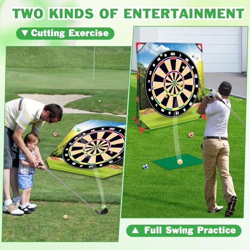 Golf Game Play Set, Golf Chipping Games for Kids with 16 Sticky Golf Balls, 8 Golf Balls, 2 Golf Clubs＆Golf Chipping Target, Indoor Outdoor Lawn Backyard Golf Gifts for Kids