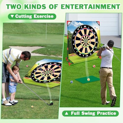Golf Game Play Set, Golf Chipping Games for Kids with 16 Sticky Golf Balls, 8 Golf Balls, 2 Golf Clubs＆Golf Chipping Target, Indoor Outdoor Lawn Backyard Golf Gifts for Kids