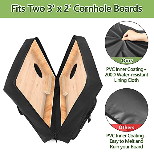 GOBUROS Cornhole Board Carrying Case 3 ft x 2 ft Tailgate Size, Cornhole Carrying Bag with 8 Sandbag Pockets and Sturdy Two-Ways Zipper for Cornhole Games, Only Bag