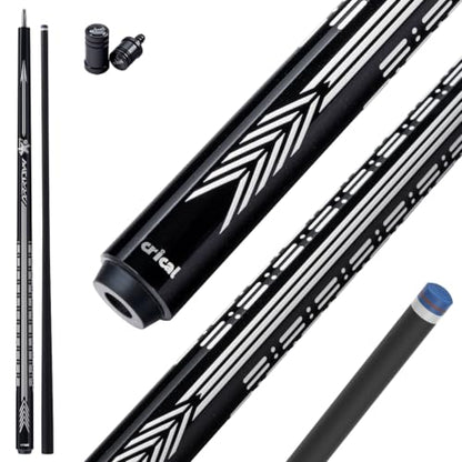 CRICAL Carbon Fiber Pool Cue Stick - 58" Low Deflection Professional Pool Cue with Pro Taper Shaft, 3D Anti-Slip Wrapless Grip, 12.5mm Tip & 3/8x8 Joint Billiard Stick for Enhanced Control & Accuracy - color: CL-PD-Black