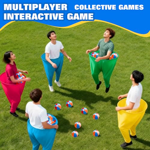 Granny Pants Yard Game Set, 4 PCS Funny Backyard Lawn Game with 16 Bouncy Balls & 2 Pumps, Outdoor Party Games for Adults, Family Reunion Carnival Game, Fun Yard Games for Groups