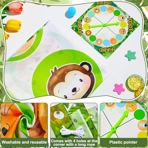 Lonfliness Jungle Animal Pose Balance Floor Game for 2 or More Players,Animal Large Mat Party Game Indoor Outdoor Family Reunion Games for Friends Adult Group Activity Jungle Party Favor Gift