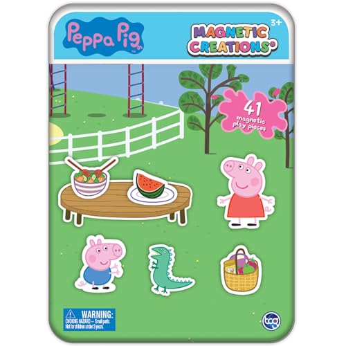 Magnetic Creations Tin: Peppa Pig - Creative Storytelling Playset, 40 Pop-Out Magnets, Beautiful Play Scene, Mix & Play Toy, Kids-Toddlers Ages 3+ - style: Peppa Pig