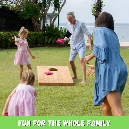 Slick Woody's Professional-Grade Cornhole Boards - 4'x2' Solid Wood Regulation Woodgrain Flag Bean Bag Toss Game with 8 Resin Filled Bags - color: Bear Mountain