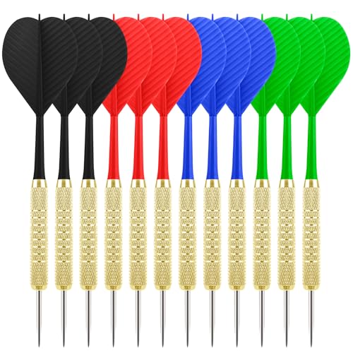 CyeeLife Steel Tip Darts,12 Pack Metal Tip Dart Set, Darts Metal Tip Set, Metal Darts for Dartboard