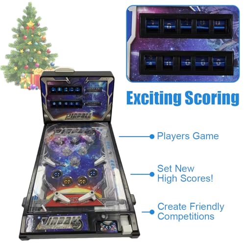 Electronic Tabletop Pinball Game Classic Pinball Toy with Lights Sounds and Scorer Retro Pinballs Machine Desktop Pinballs Game for Family Kids