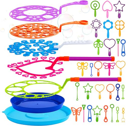 JOYIN Big Bubble Wands Set, Giant Bubble Wand Toys with Tray Bulk for Kids Adults, Summer Toys, Birthday Party Favors, Outdoor Activities, Easter Basket Stuffers - style: Regular