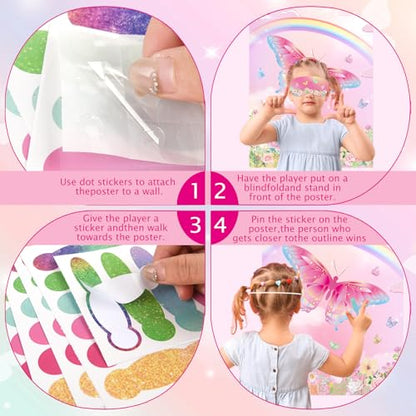 PLULON Butterfly Party Pin Game for Kids Pin The Tail on The Butterfly Birthday Game Poster for Boys Girls Birthday Party Favors Wall Decorations Classroom Activities - style: Butterfly