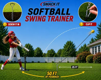 Baseball & Softball Swing Trainer – Practice Your Swing in The Backyard with a Real Ball & Get 50 Feet of Flight Feedback Ages - style: SOFTBALL