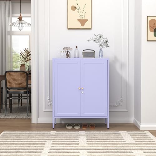 Lockable Metal Storage Cabinet Adjustable Shelves Modern Versatile Storage Lockers Home Organization Durable Metal Cabinet Garage Tool Cabinet Purple 36" H X 31.5" W X 13.8" D - color: Purple, style: 36"H-Cabinet-YM