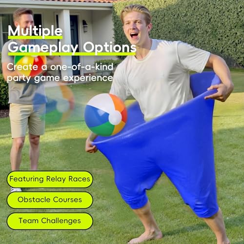 Granny Pants Yard Game, 8/16 Elastic Balls+Pump, Backyard Parties and Field Day，Tailgate & Backyard Lawn Games for BBQ, Camping, Team Building Events - color: PINK+BLUE