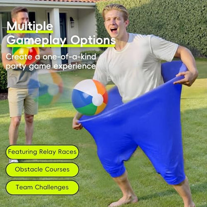 Granny Pants Yard Game, 8/16 Elastic Balls+Pump, Backyard Parties and Field Day，Tailgate & Backyard Lawn Games for BBQ, Camping, Team Building Events - color: PINK+BLUE